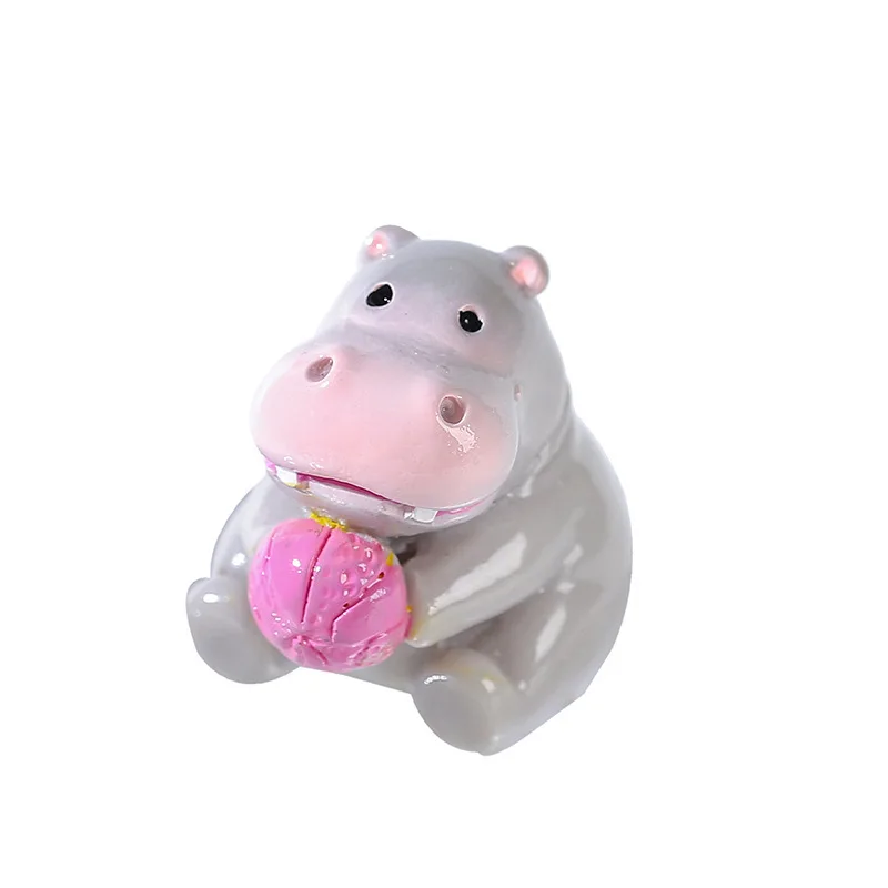 

12 Pcs Cute Playful Ornaments Hippo Cake Toppers Decor Figurine Mini Animal Decorations