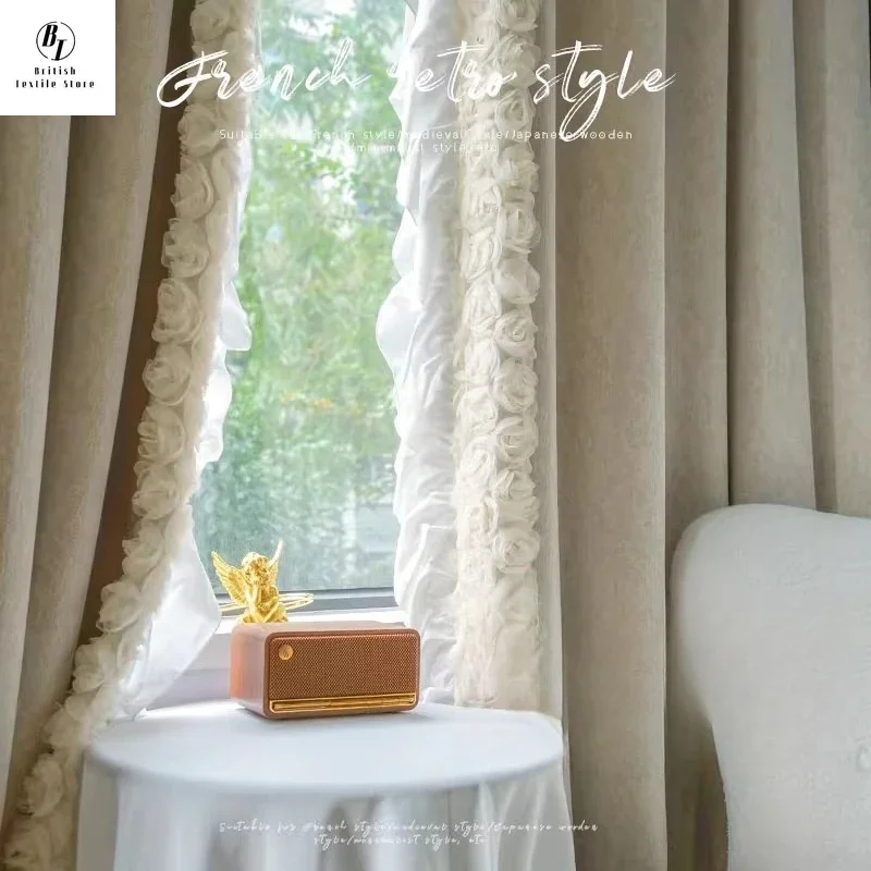 

Custom Size！！European Romantic Lace Rose French Princess Lace Elegant Curtains for Living Dining Room Bedroom Decor Window