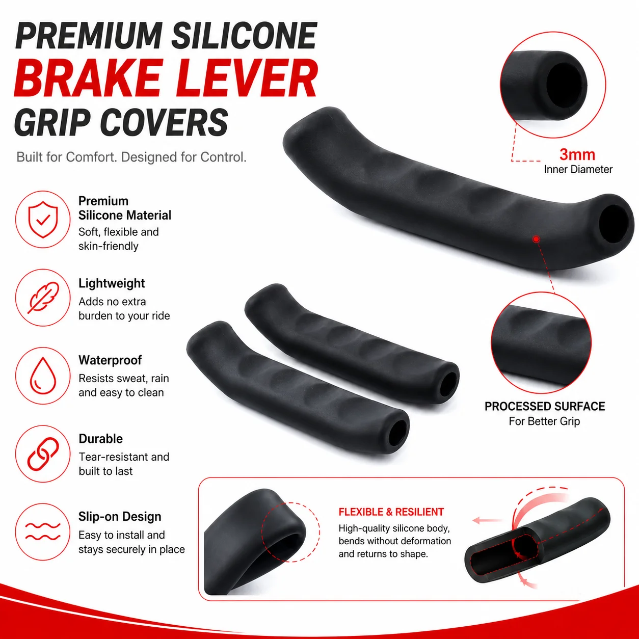PINMOAP 2PCS Bicycle Brake Lever Cover Soft Silicone Handle Grip Sleeve Anti Slip Shockproof Protector For Road Mtb Bike Cycling