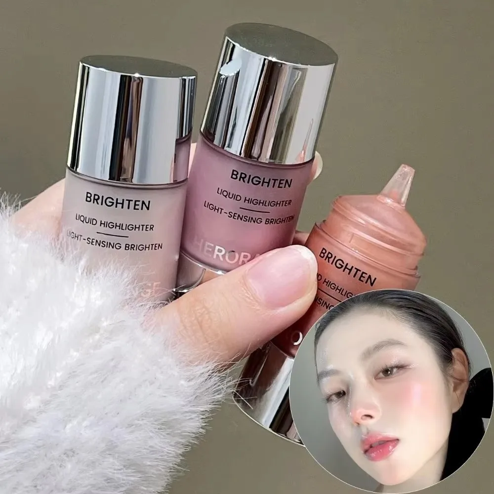 Korean Style Liquid Highlighter Blush Lasting Wear Non-Sticky Formula Contouring Highlighter Natural Finish Light Sensing