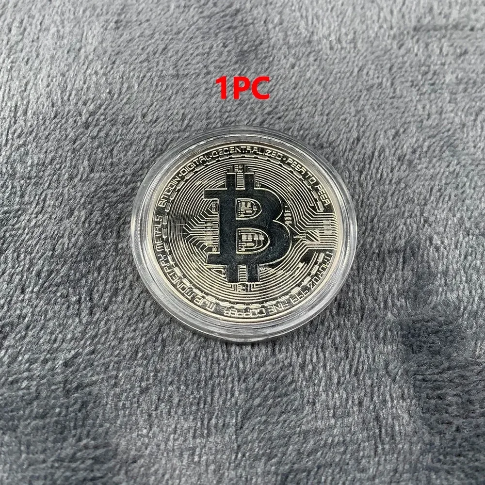 Pièce commémorative argentée plaquée or Bitcoin, collection d'art, cadeau fongique, 1PC