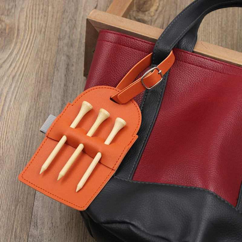 Leather Golf Tees Holder for Bag Belt-Vintage style pu Leather, Gift for Golfer-Golf Accesories for Men and Women-Holds 3 Tees.