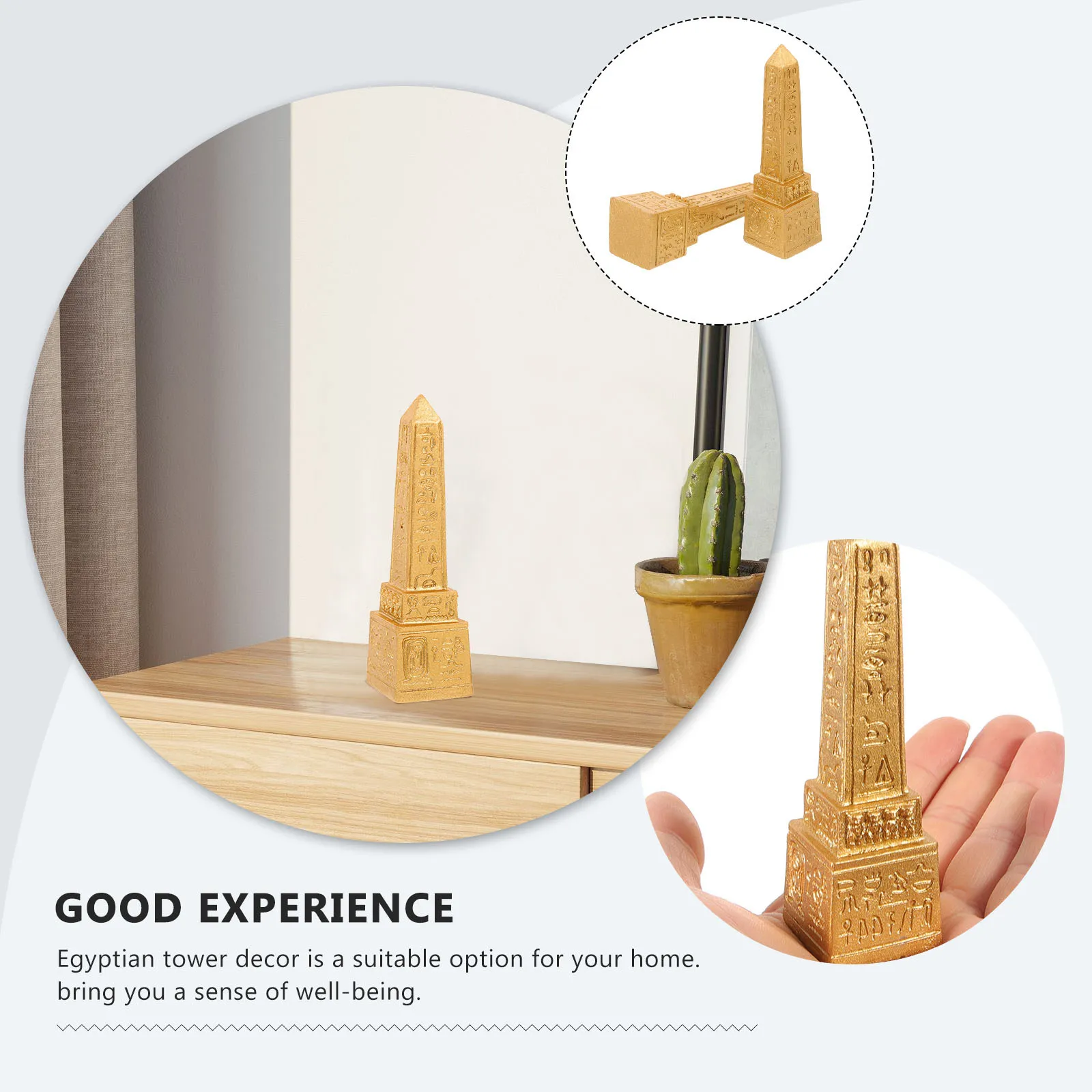 

2pcs Resin Tower Decor Home Office Desktop Ornament Statue Decoration Small Tower Egyptian Ornament For Gift