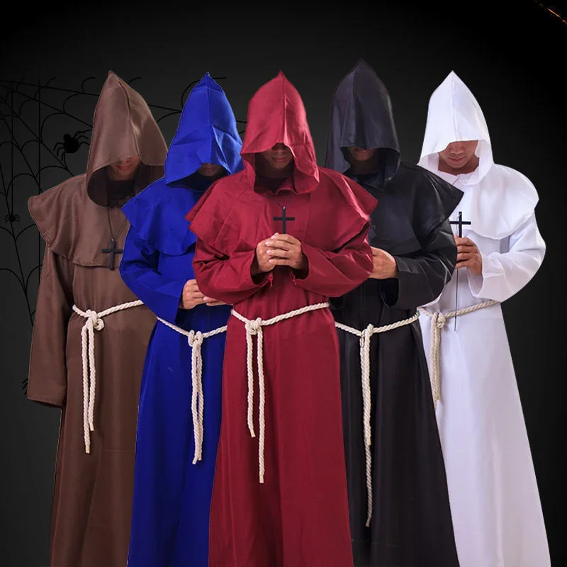 Medieval priests and monks Costumes Halloween Christians CPY monks robes wizards hooded capes special price NSD143