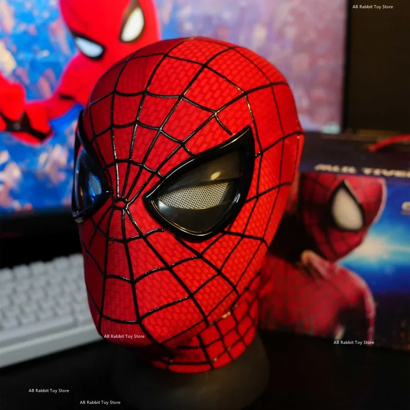 New The Amazing Spider-Man Headgear Movable Mask Helmet Electric Ring Control Eye Luminous Cosplay Collection Model Toy Kid Gift