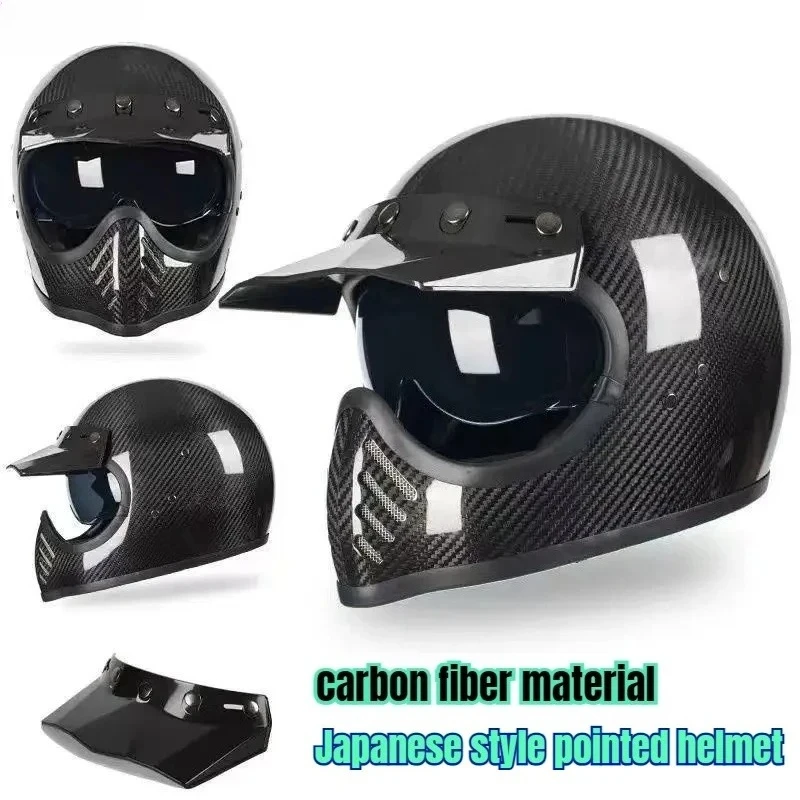 Forged Carbon Fiber Ultra-light Helmet for Motorcycle Men Women， MINI Helmet Calf Racer Casco Moto Scooter for Honda