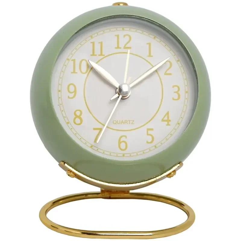 European Style Metal Clock Creative Silent Children's Electronic Aarm Clock Minimalist Living Room Bedroom Student Luminous