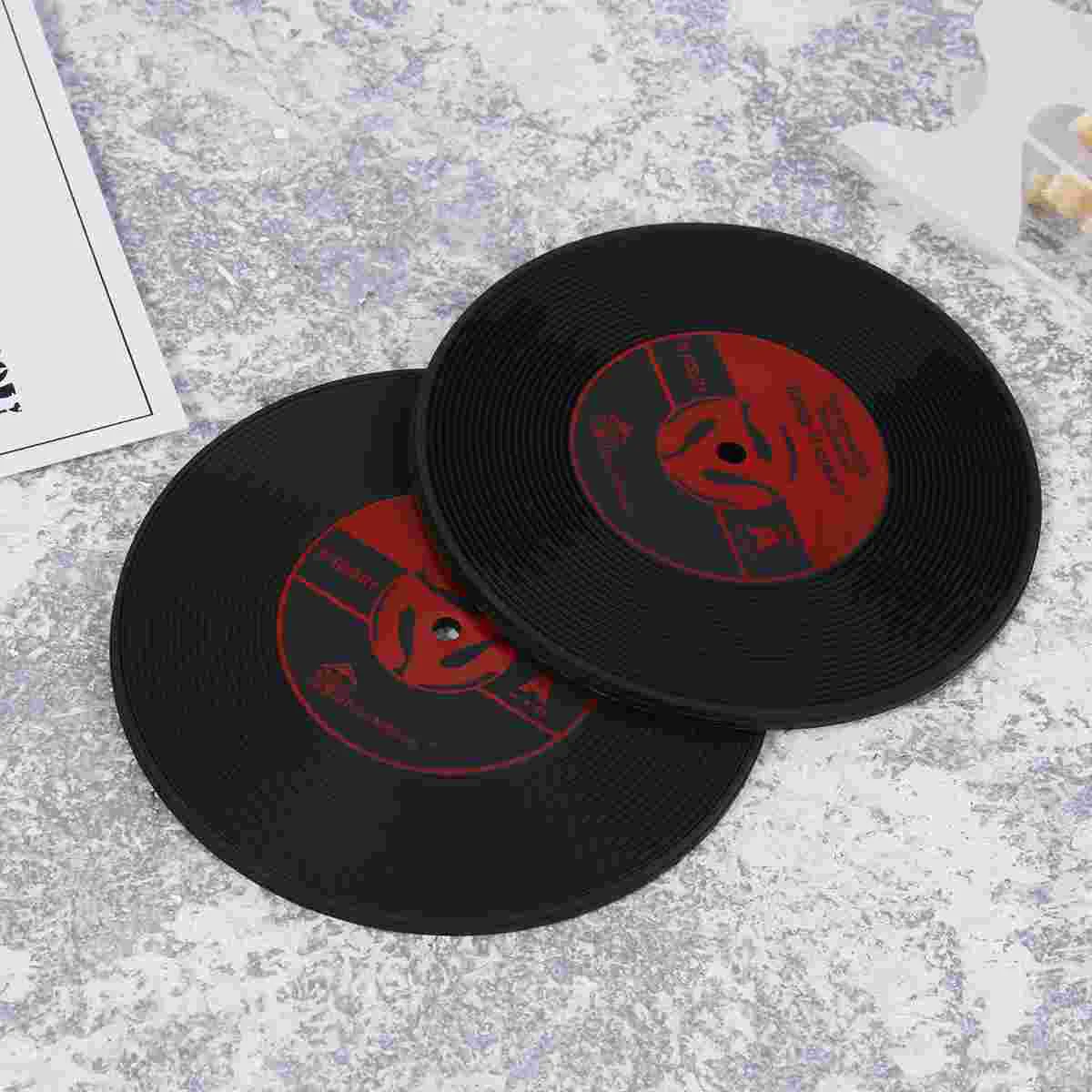 4 Pcs Coaster Cup Mat Holder Coasters Car Drinks Vinyl Record Placemat for Coffee Table