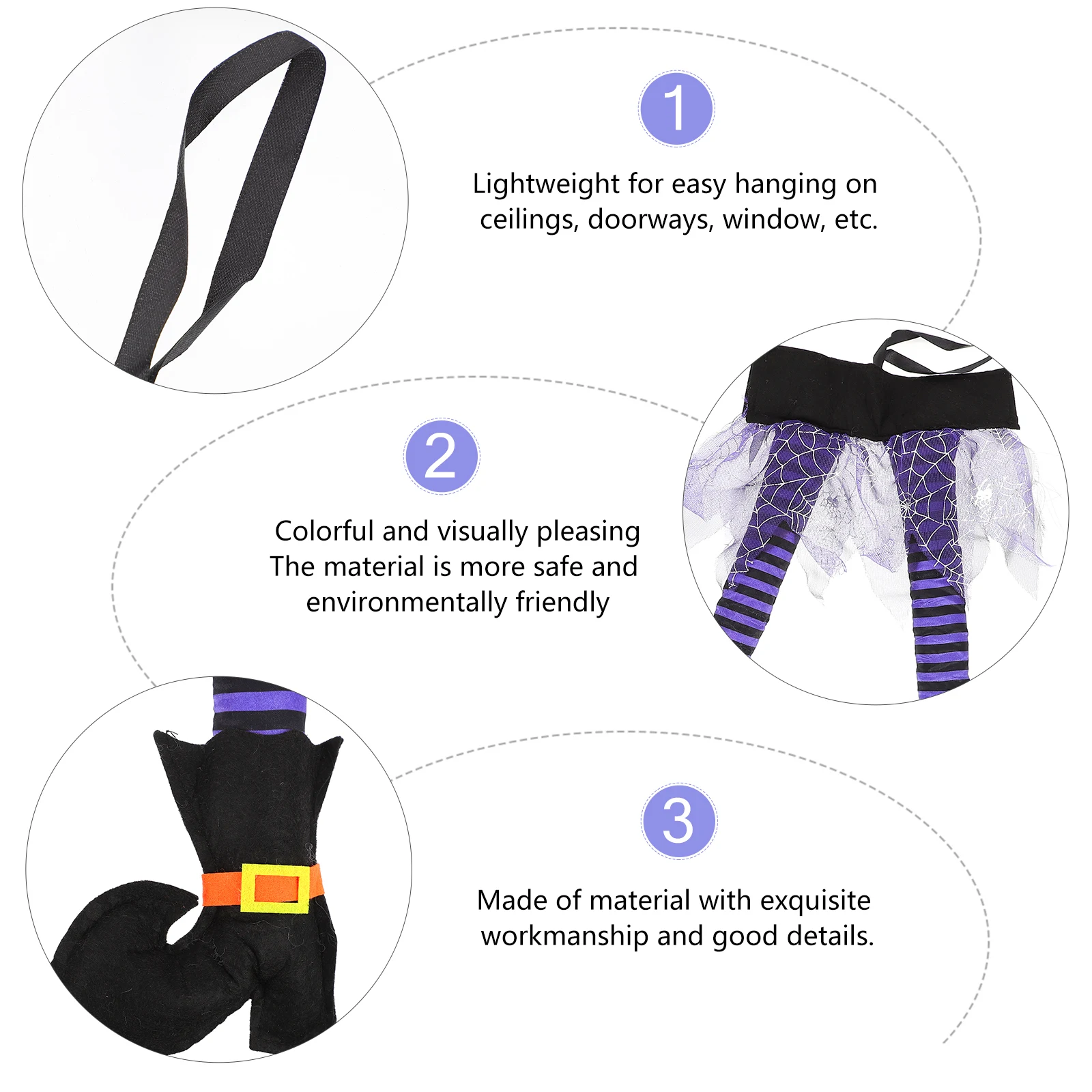 

2 Pcs Decorations Witch Leg Ornament Halloween for Office House Number Wicked Purple Ornaments Hanging