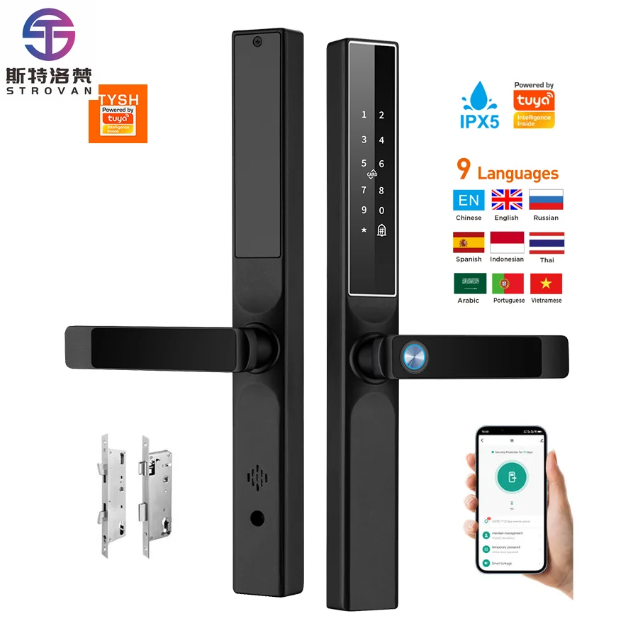

STLF Tuya App Wifi Control Aluminum Door Electronic Digital Fingerprint Lock Smart Door Handle Lock