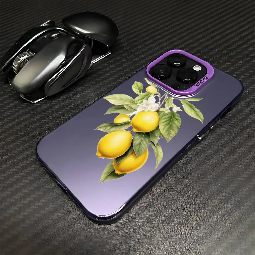 Summer Fresh Fruit Lemon Phone Case For iPhone17,16,15,14,13,12,11 Plus,Pro Max Purple Matte Shockproof Cover