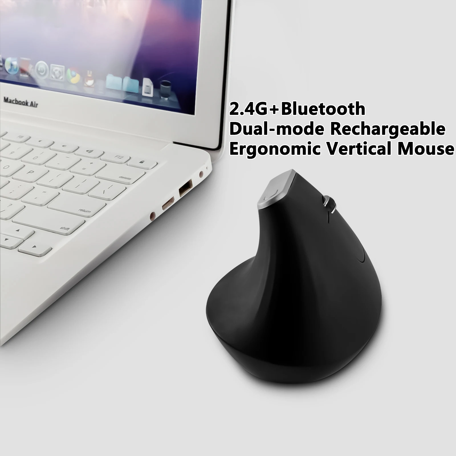 Dual-mode Rechargeable 2.4G+Bluetooth Ergonomic Vertical Mouse USB Office Mute Healthy Optical Gaming Mice For Laptop PC Desktop