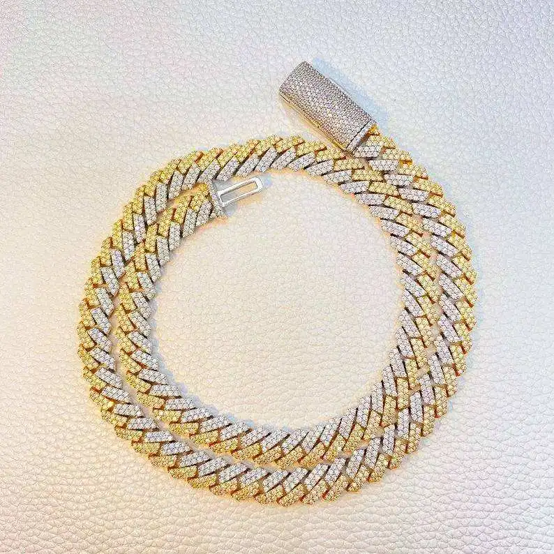 Cuban Moissanite Chain with Premium Hip Hop Jewelry 925 Silver Shine for Men Women Rappers Style and Streetwear Chain.