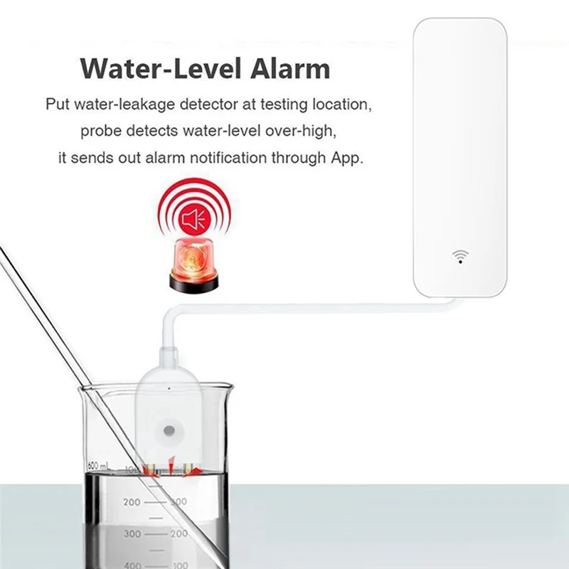 AA08-Tuya Zigbee Smart Water Leak Sensor Water Overflow Level Detector Security Alarm System Flood Leakage Sensor