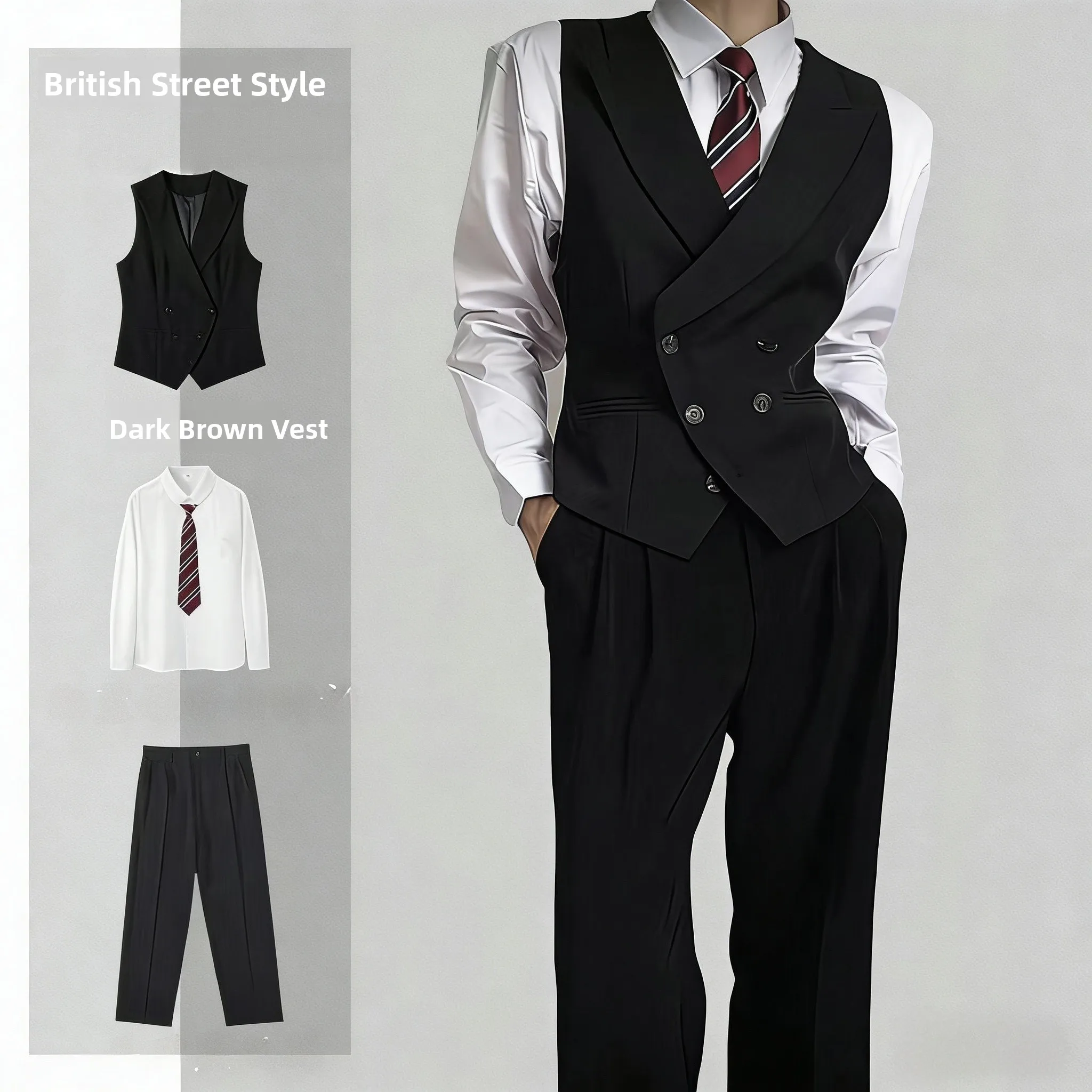 Unisex Uniform Suit Vest Men's Women's Adult Ceremony Student Layering Short Slim Fit Vest DK Formal Wear Casual Youthful Style