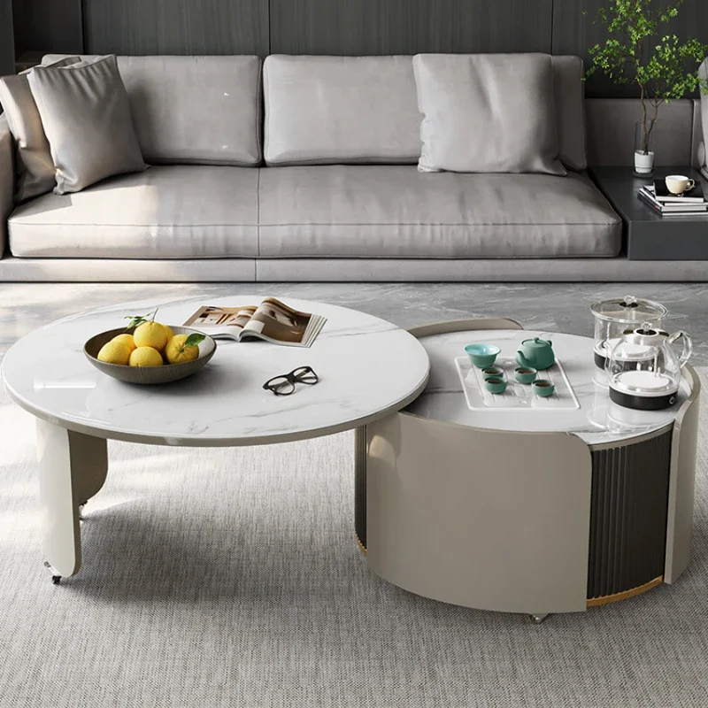 round Retractable Coffee Table Living Room Kung Fu Coffee Table Kettle Integrated TV Cabinet Unit