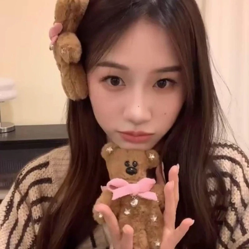 لطيف القوس - دب ربطة عنق الدب القطيفة دبوس الشعر الدب الناعم للفتيات الديكور التصميم الإبداعي دبوس الشعر المستخدمة للحياة اليومية