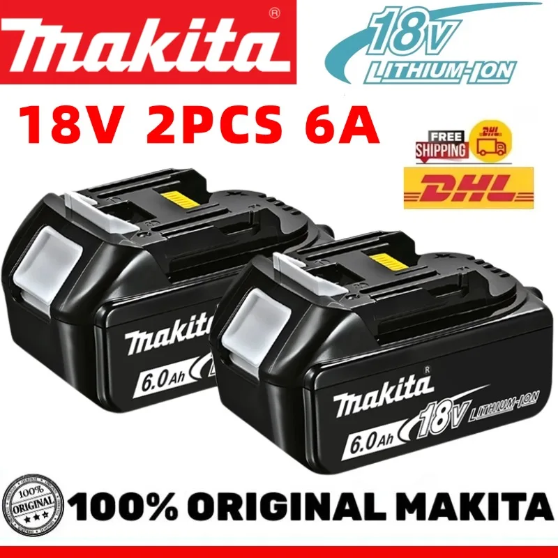 Image of Original Makita LXT BL1860B 18V 6Ah Li-Ionen-Akku mit LED-Ladezustandsanzeige für professionelle kabellose Werkzeuge