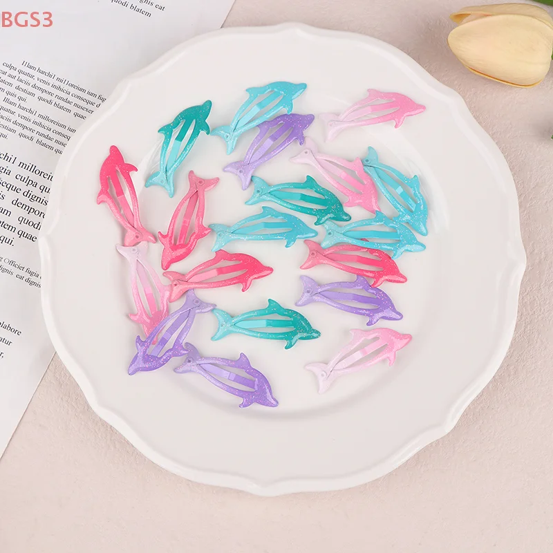 

5 Pieces Colorful Glitter Dolphin BB Hair Side Clips Barrettes For Girls Women Holiday Party Gift Hair Accessories Headwear