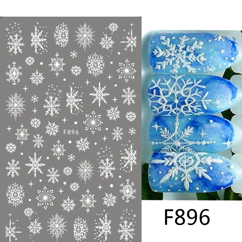 2023Newest Christmas Nail Art Sticker 5D Embossed Snowflakes Santa Elk Christmas Tress Pattern Back Adhesive DIY Manicure Decals