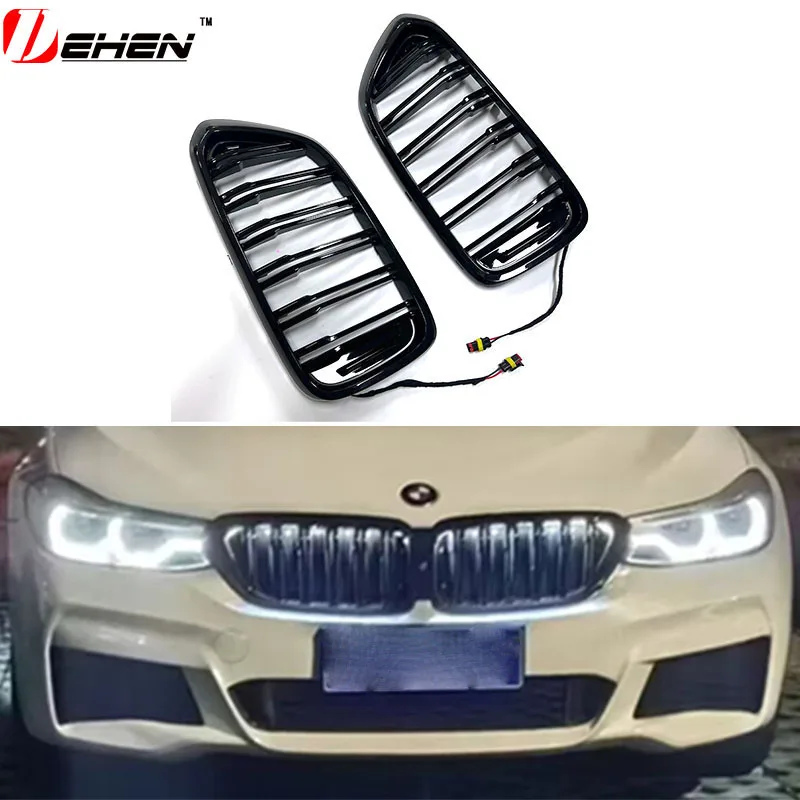 For BMW 6GT Series G32 LED Glossy Black Grille Modification Double Line Grille Double Bar Grille 2017-2020