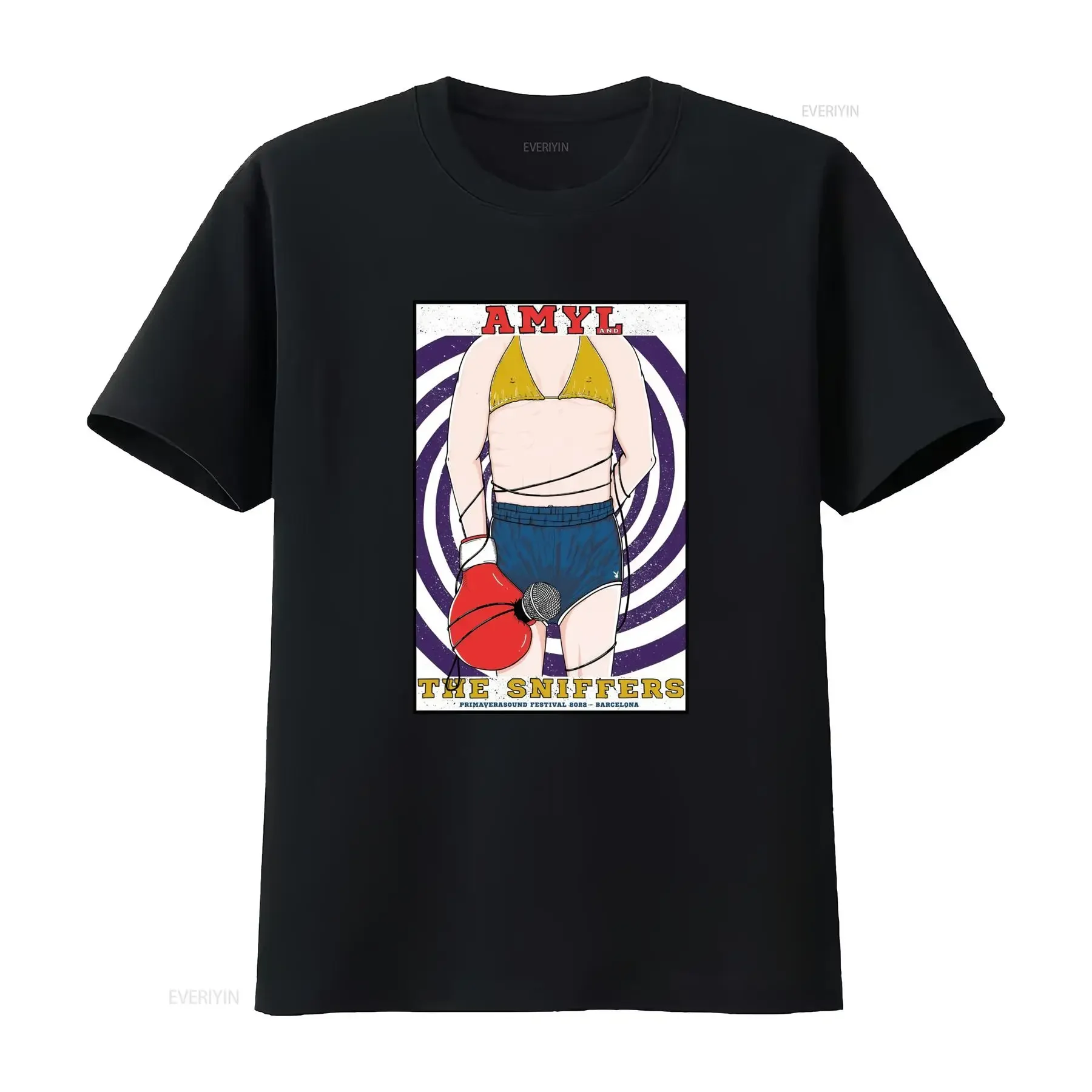 NEW Amyl And The Sniffers Boxing Microphone T Shirt White Size S 5XL AR308 vintage Washed Comfortable graphic Unisex Breathable