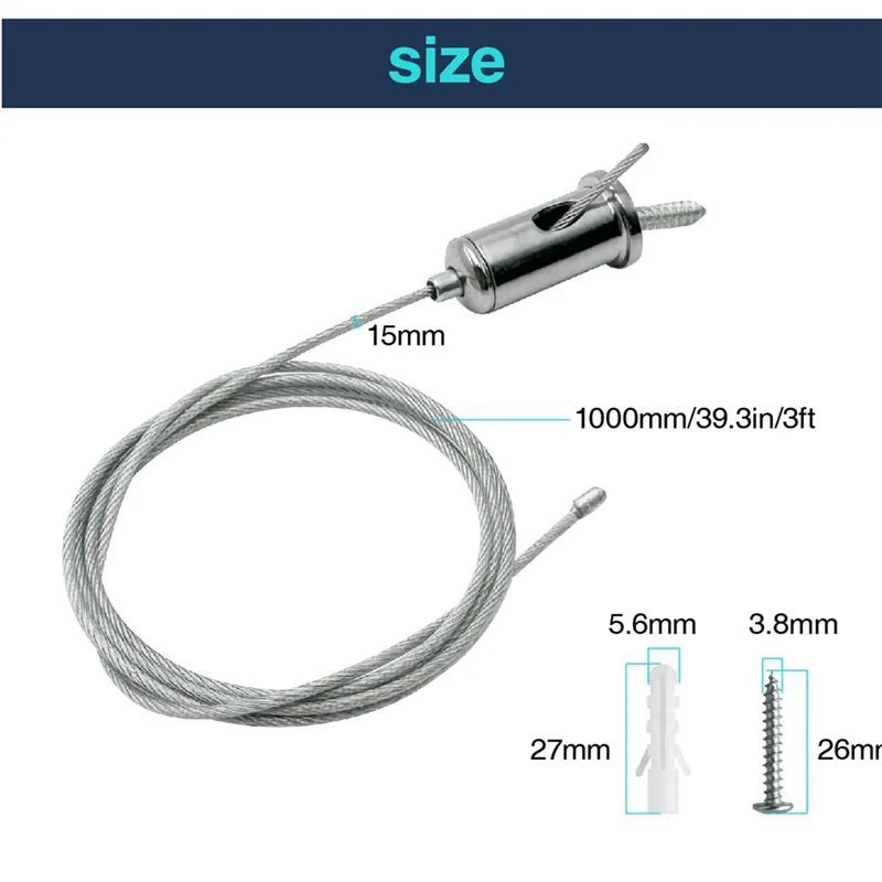 AT02-12 Sets Hexagon Garage Suspension Cables Kit Steel Hanging Chains, Honeycomb Light Connector Pendant Wire Rope Cable
