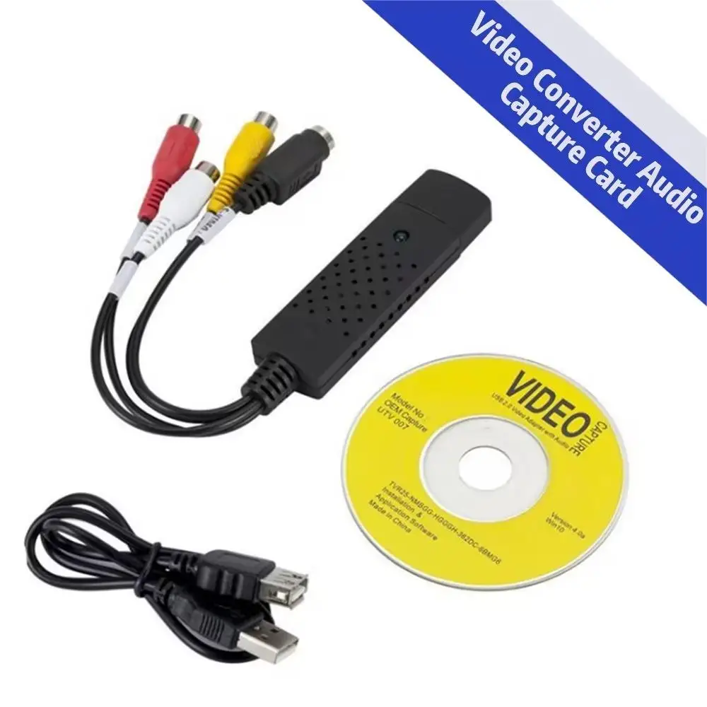 USB2.0 VHS to DVD Converter Convert  Analog Video to Digital Format Audio Video For DVD VHS Record Capture Card PC Adapter