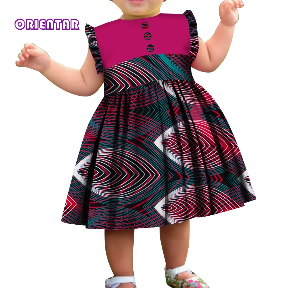 

Summer Sleeveless Dress Kids Girls Fashion African Style Dashiki Evening Dress Robe Africaine African Dresses for Kids WYT626