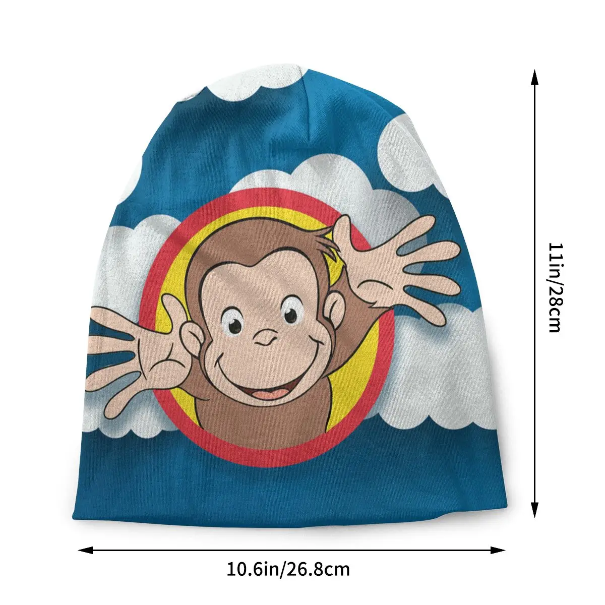 Custom Unisex Winter Warm Bonnet Homme Knitting Hats Hip Hop Curious George Beanie Cap Outdoor Monkey Beanies Caps For Men Women