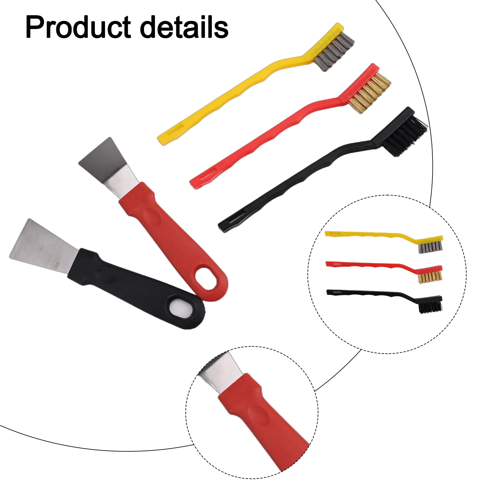 فرشاة سلك نحاسية، مجموعة مكشطة المعجون، معلقة مريحة، كفاءة تنظيف محسنة، مقابض بلاستيكية طويلة، استخدام متعدد الأغراض