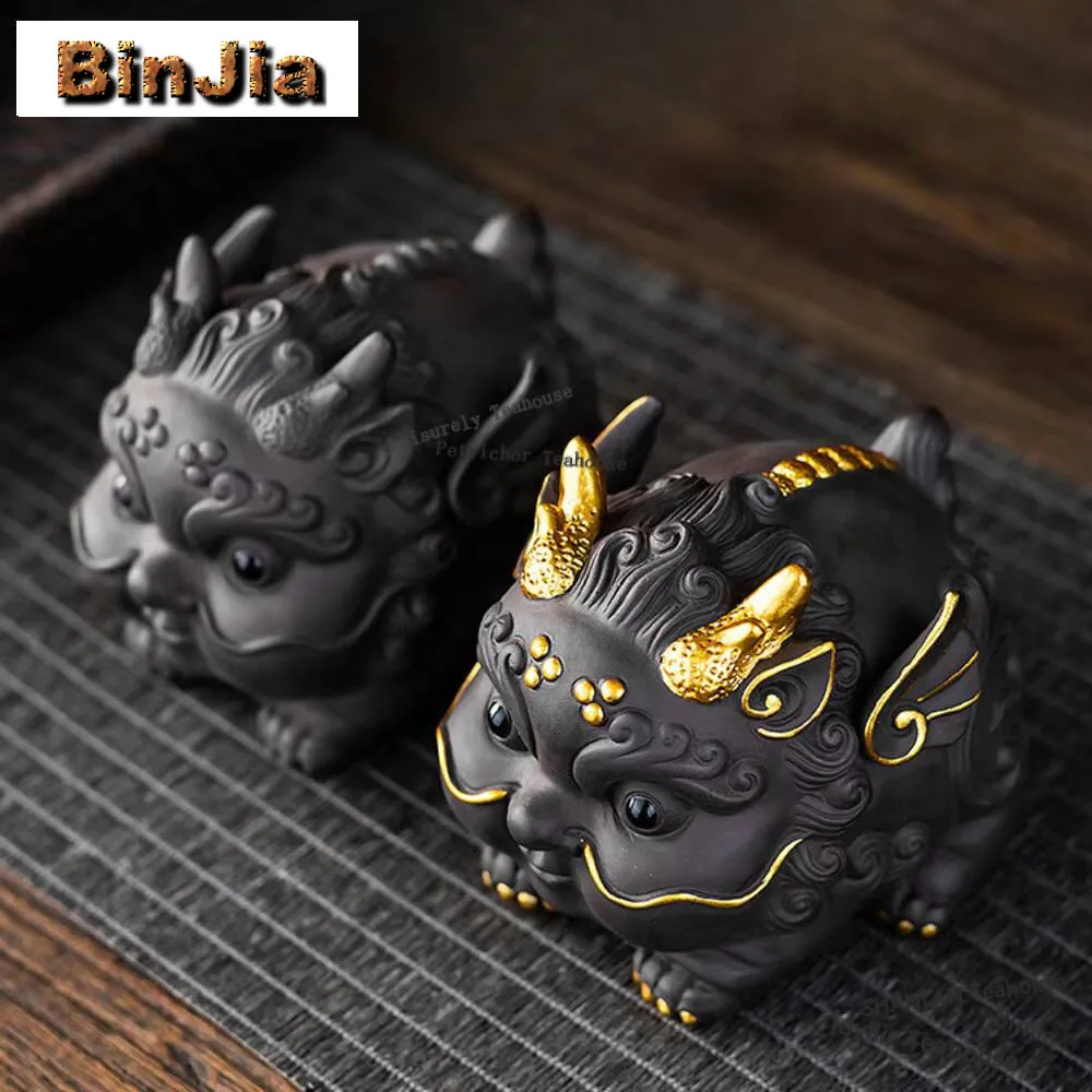 

Creative Ceramic Ornaments Gold Painting Golden Toad Pixiu Tea Pet Chinese Tea Table Fengshui Decoration Custom Tea Set Gifts