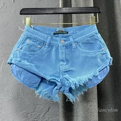 Zomer Hotpants Vrouwen 2023 Nieuwe Gescheurde Kwast Bovenkleding Vakantie Strand Shorts Groen Blauw Kort Femme Nancylim