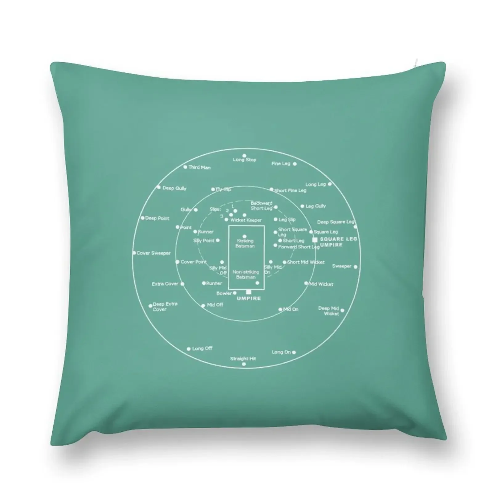 

CRICKET PITCH POSITIONS- Fielding Positions Diagram Throw Pillow ornamental pillows Room decorating items Pillow Decor pillow