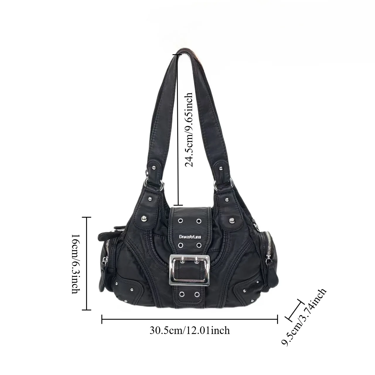 Y2K Millennium Hot Girl с заклепками, мотоциклетная сумка с несколькими карманами, персонализированная уличная сумка через плечо в стиле ретро