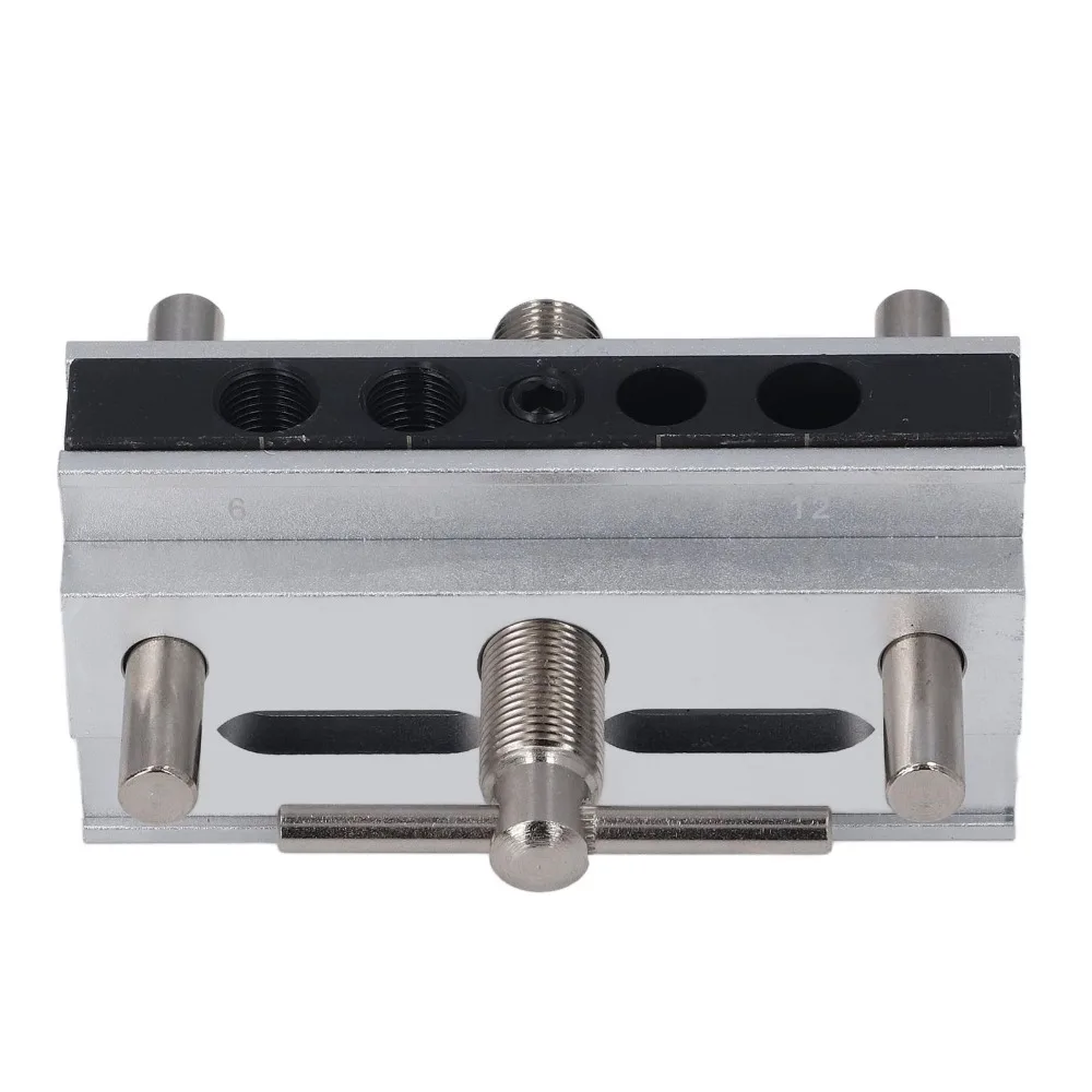 Metric Adjustable Width Self Centering Doweling Jig 6 Bushings Silver Finish Dowel Jig Kit 3 in 1 Drilling Guide For Woodworking