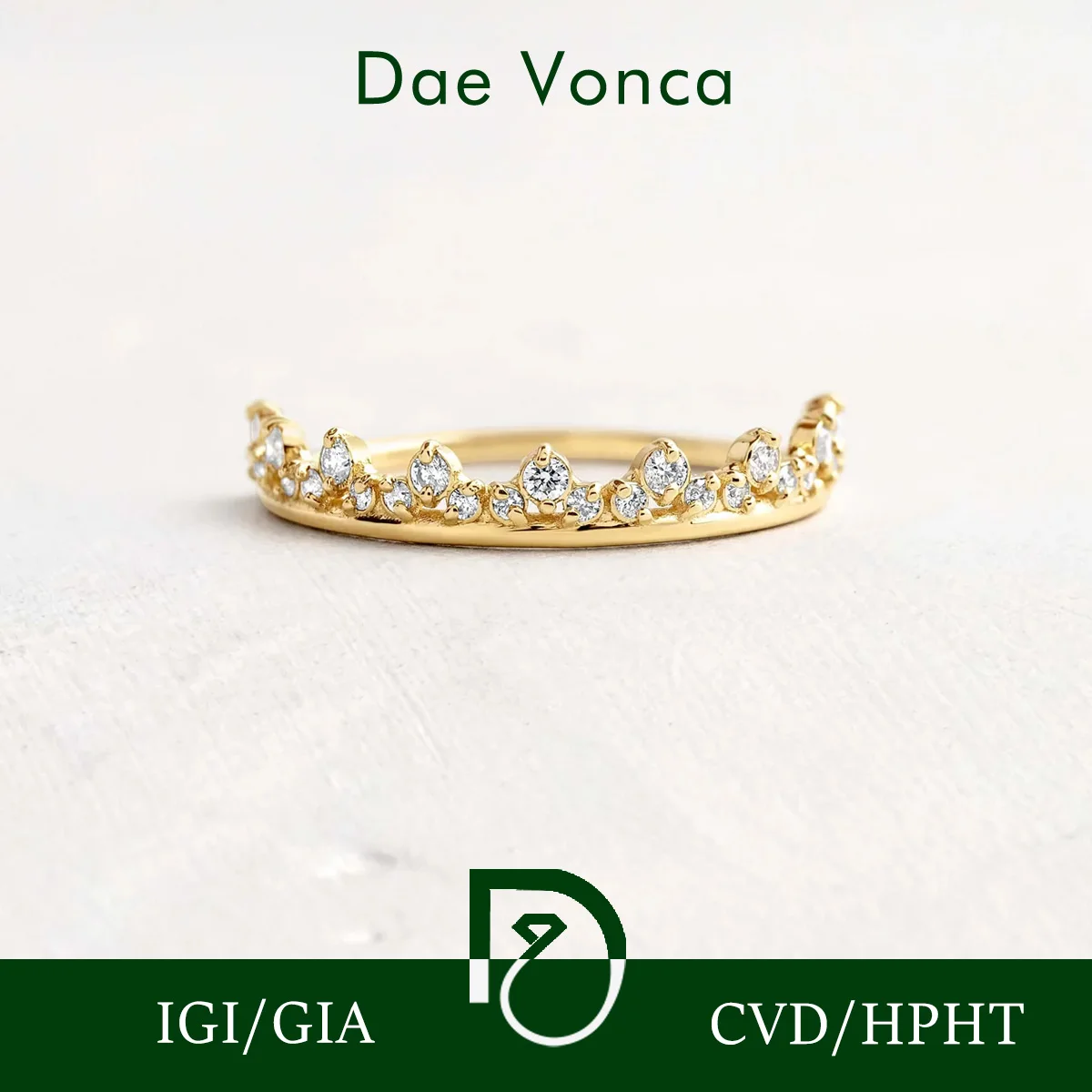 

Round Shaped 9K/14K/18K Yellow Gold Lab Grown Diamond Ring Crown Shaped Lab Diamond Engagement Ring For Women