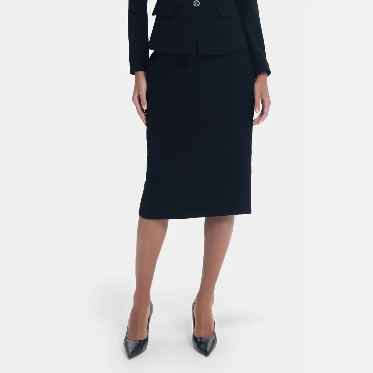 Miaohuo المرأة بلا بسيطة Sle أوائل الخريف Jaet تنورة مجموعة المحملة خلات تويد معطف مبطن الدكتور المهنية البدلة