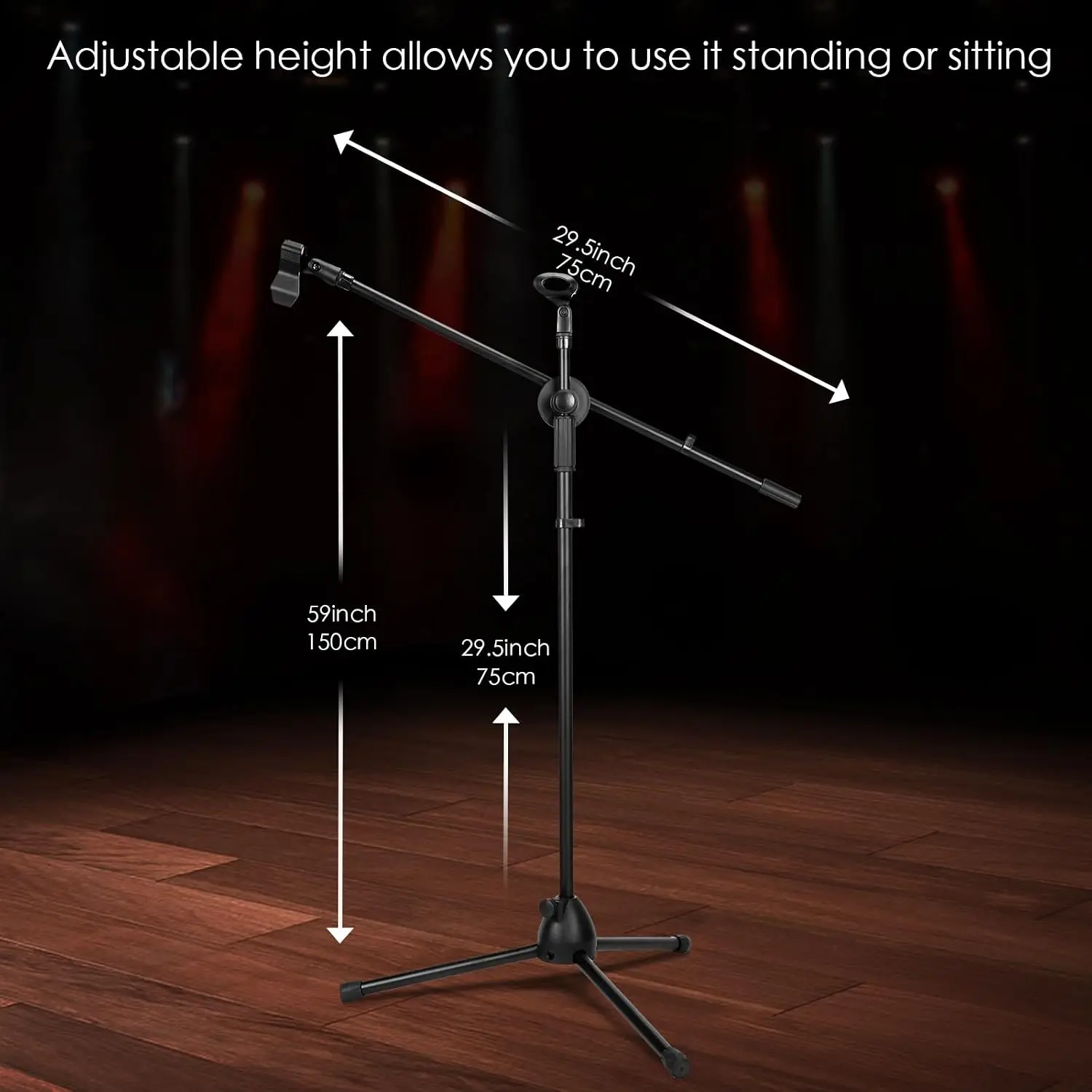 Microphone Stand Boom Set Bulk, Adjustable Height Tripod Mic Stand With Dual Clips, Black Foldable Universal Heavy Duty Tripod Holder For Live Stream Singing Stage, 12 Pack