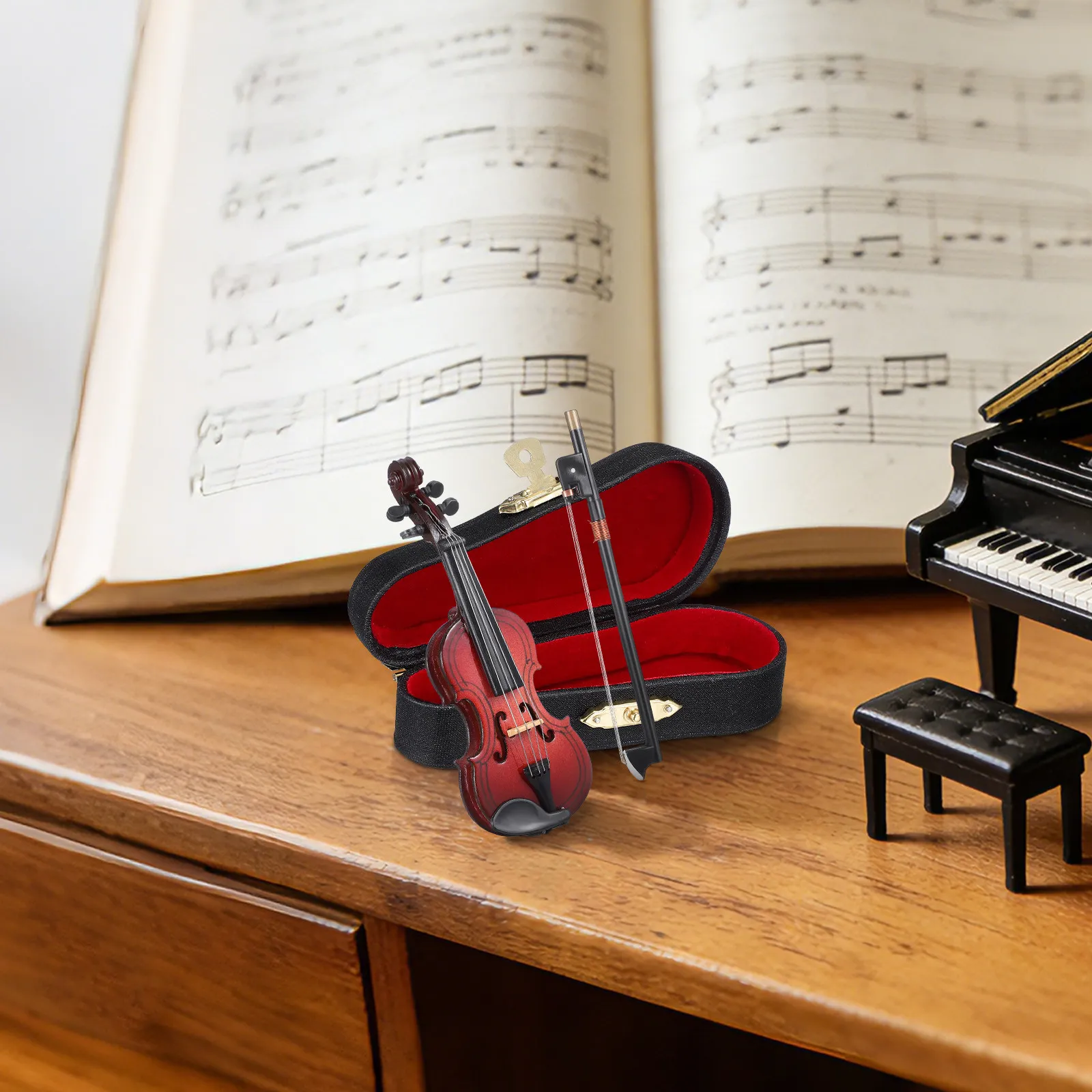 

Набор из 1 шт. гладких полированных деревянных мини-скрипок: реалистичный декор для рабочего стола, реквизит для фотосессий, украшение для кукольного домика, мини-инструмент