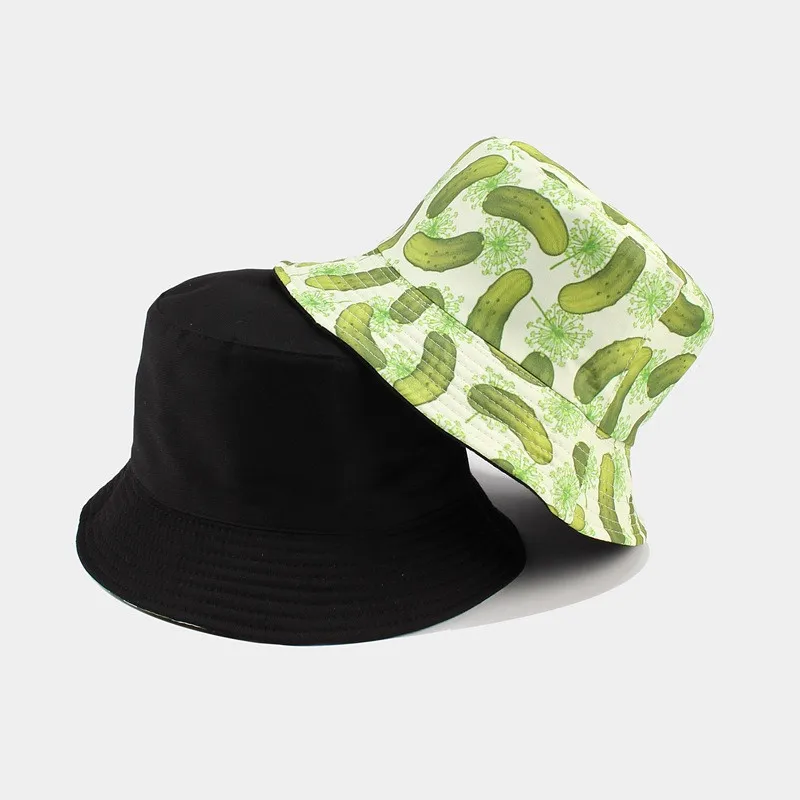 LDSLYJR 2022 Cotton Cucumber Pattern print Bucket Hat Outdoor Travel Sun Cap For Men And Women 134