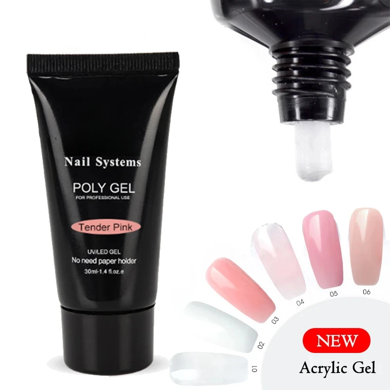 

30 мл полигель для ногтей Дизайн ногтей гель для ногтей акриловый прозрачный кристаллический кумуфлаг для наращивания ногтей Желейный Гель-лак