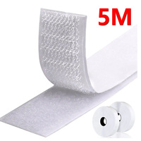 5M Magic Sticker Hook and Loop Strips Strong Self Adhesive Fastener Tape Industrial Strength Sticky Fastener for DIY White 50mm