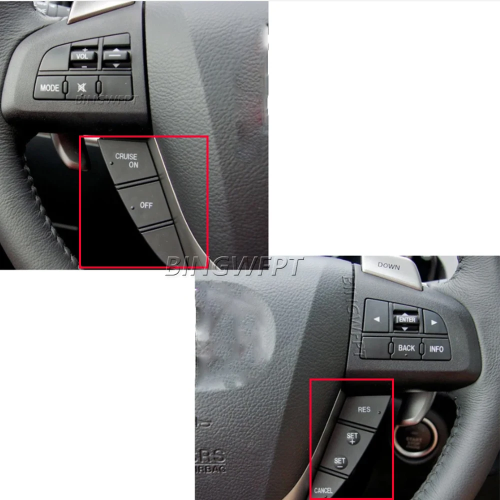 

2Pcs Car Volume Mode Multi-Function Steering Wheel Switch Control Buttons For Mazda 5 2011-2013