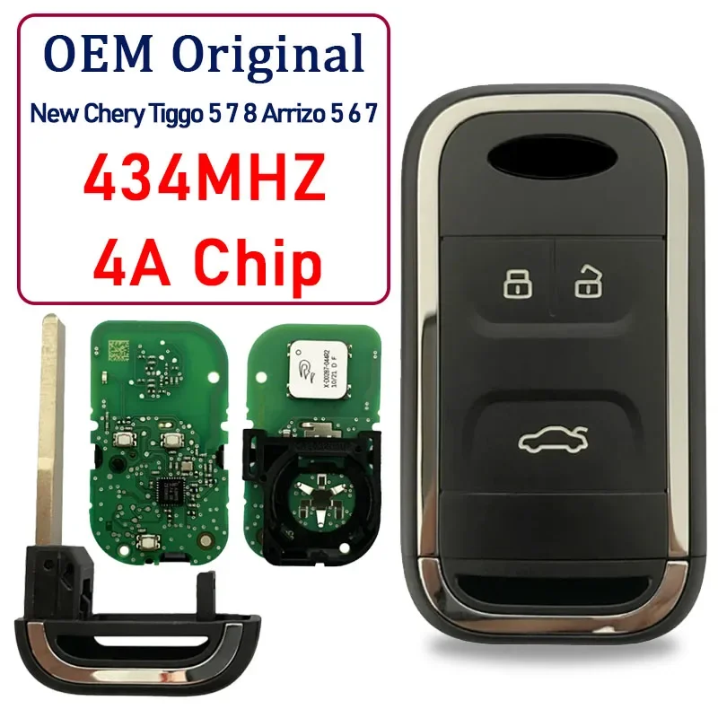 OEM Origin For New Chery Tiggo 5 7 8 Arrizo 5 6 7 Intelligent Remote Control 3 Buttons Car Keyless  434Mhz 4A Chip