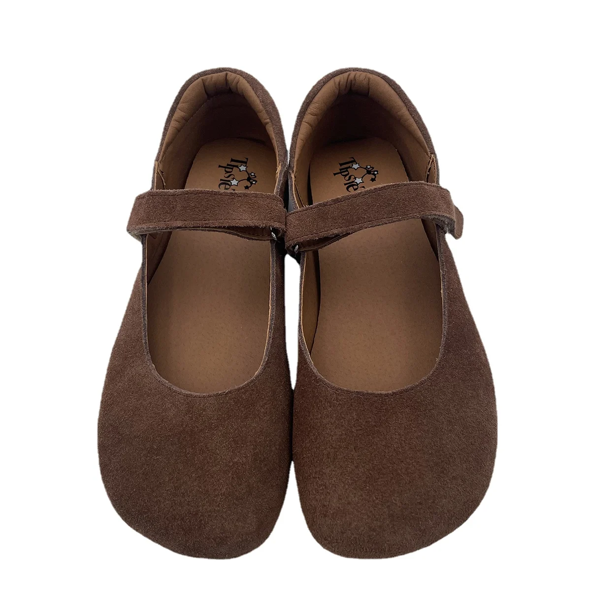 Tipsietoes 2025 Frühling Herbst Barfuß Kuh Wildleder Echtes Leder Frauen Ballerina Mit Null Tropfen Flache Weiche Sohle Breitere Zehen Box