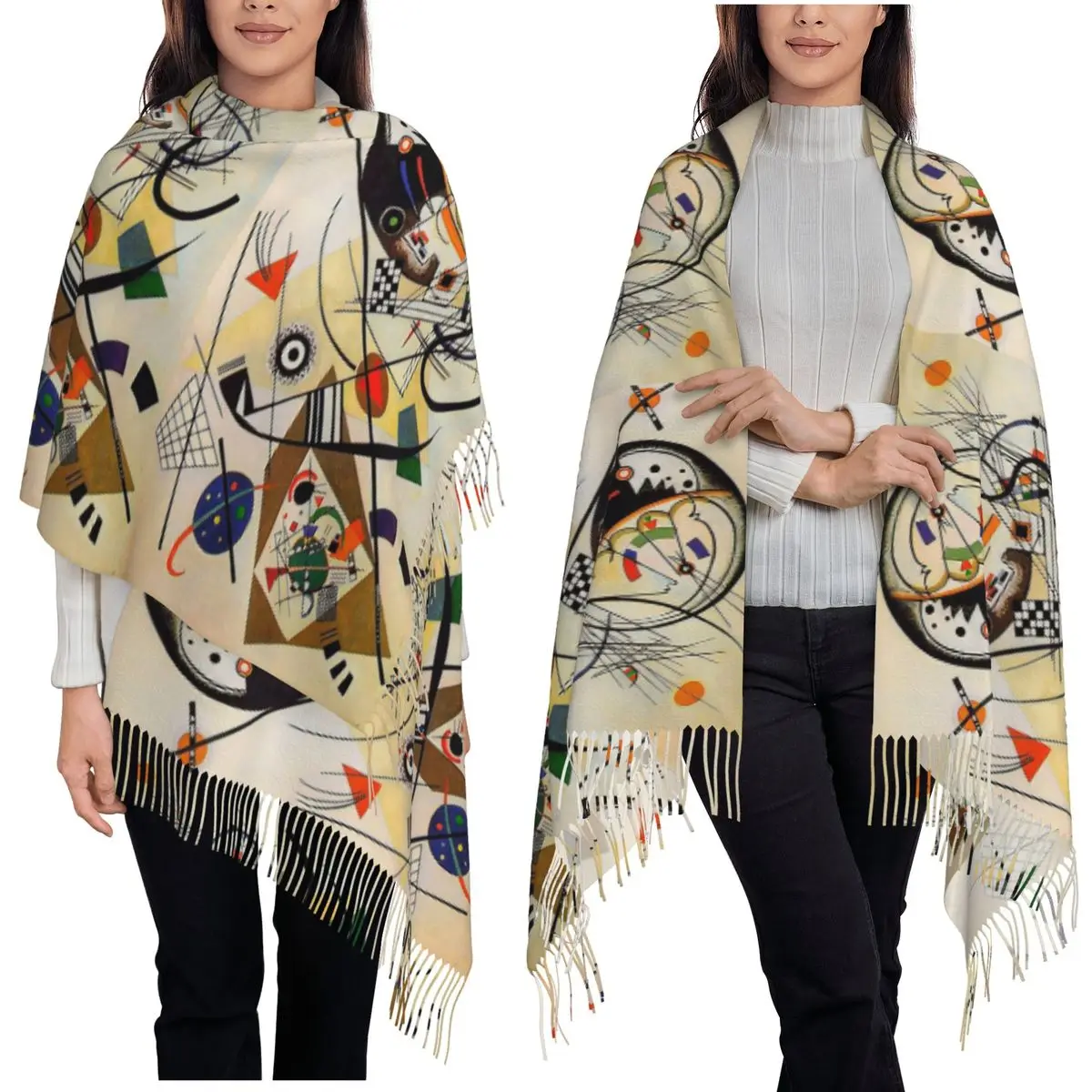 

Transverse Line By Wassily Kandinsky Scarf Tassel Scarves for Women Soft Warm Shawls and Wraps Long Fall Winter Shawl Wrap