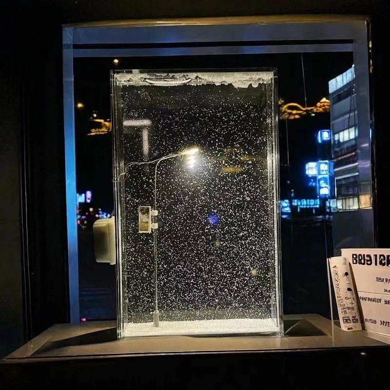 Snowy Night Flowing Lamp Snow Scene Street Night Light  Material Package Desktop Ornament Valentine's Day Gift Snow Globe