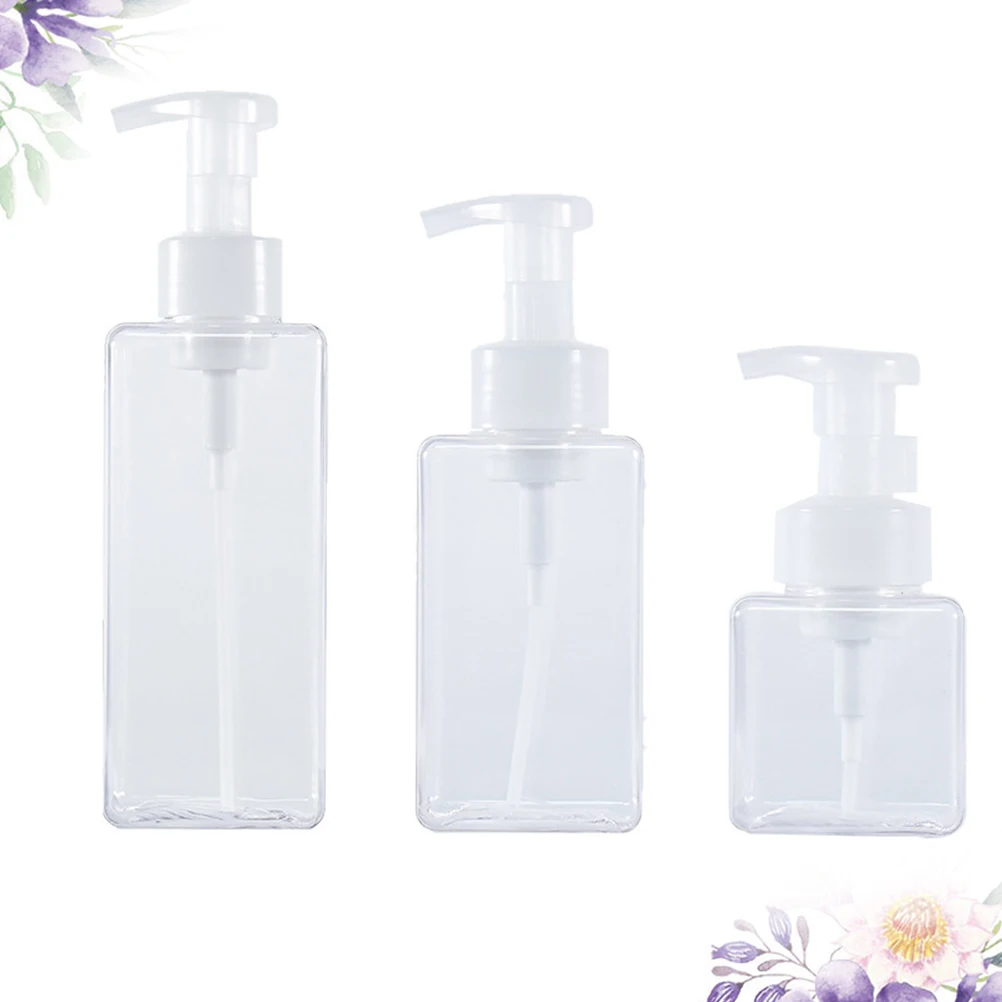 

3pcs Square Lotion Bottle Shampoo Shower Gel Dispenser Bottles 250Ml 450Ml 650Ml Transparent Plastic Large Capacity