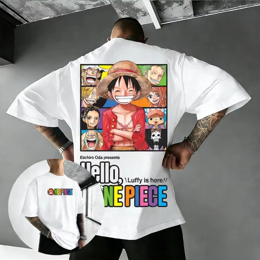 

Unisex Cotton T-shirt ONE PIECE Monkey D. Luffy 2026 Summer New Product Anime Printed Oversized Loose Parent Child Short Sleeve